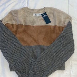 Color block crew neck sweater